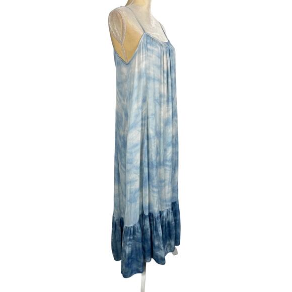 Free People Full On Maxi Slip Dress in Sea Combo XS Beachy Resort Vacation Boho - Picture 9 of 13